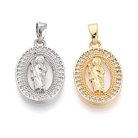 Религия латунь микро проложить цирконий подвески, овал с амулетами святого Иуды