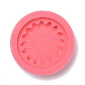 Flat Round with Flower Pattern Badge Silicone Molds, Resin Casting Molds, for UV Resin & Epoxy Resin Jewelry Making