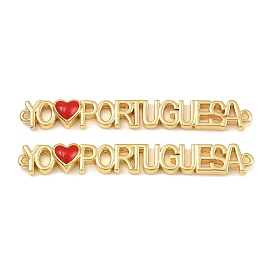 Подвески из латуни, с эмалью, word yo amo portuguesa links, долговечный, стойки покрытие, без свинца и без кадмия