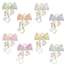 32 шт. 8 цветные сплавы стразы подвески-бантики, платина