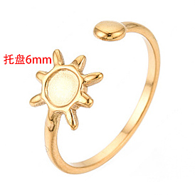 Sun 304 composants de bague de manchette en acier inoxydable, monture de bague à lunette ronde, placage ionique (ip)