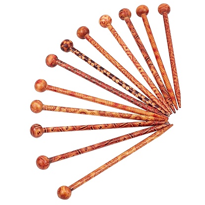 Retro Printed Wood Hair Stick