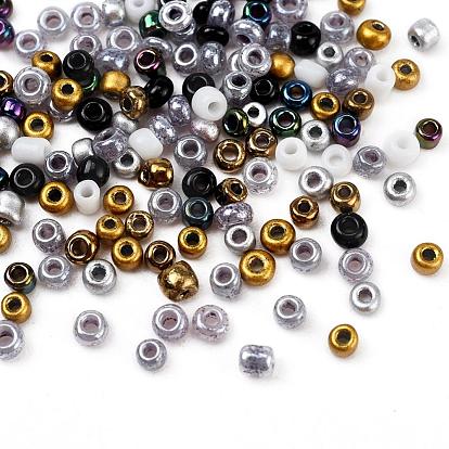 3500Pcs 7 Style 12/0 Glass Round Seed Beads, Opaque Colours & Baking Paint & Ceylon & Iris & Metallic Colours Round Hole Beads, Small Craft Beads, for DIY Jewelry Making