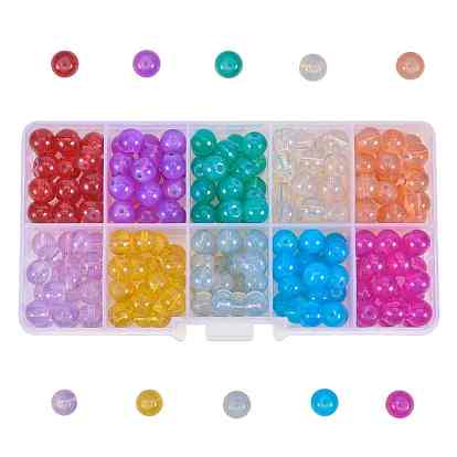 Baking Paint Glass Beads, Imitation Opalite, Round