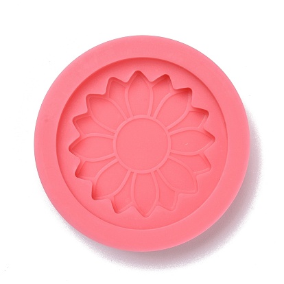 Flat Round with Flower Pattern Badge Silicone Molds, Resin Casting Molds, for UV Resin & Epoxy Resin Jewelry Making