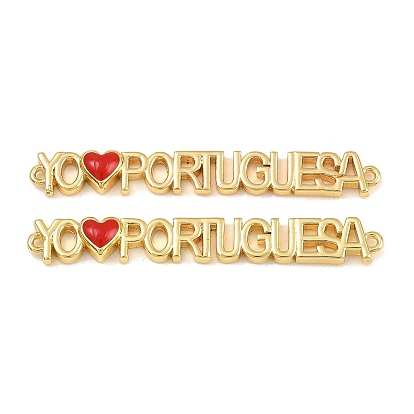 Подвески из латуни, с эмалью, word yo amo portuguesa links, долговечный, стойки покрытие, без свинца и без кадмия