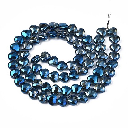 Electroplate Glass Beads Strands, Heart