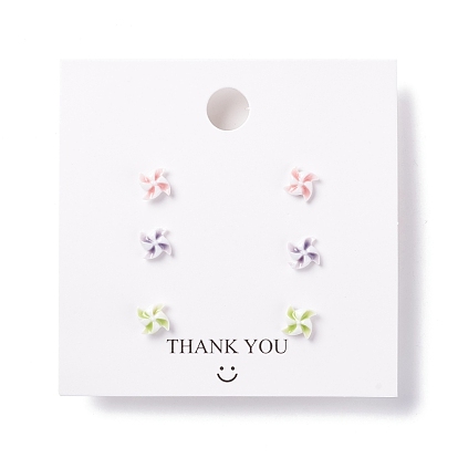 Windmill Resin Stud Earrings Set for Girl Women, with 925 Sterling Silver Plated Pins