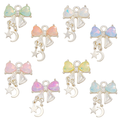 32 шт. 8 цветные сплавы стразы подвески-бантики, платина