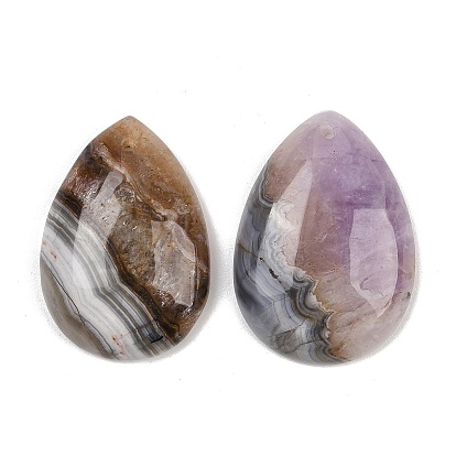 Подвески из натурального аметиста и кружевного агата, слезинки