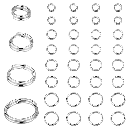 40 Stück 4 Stile 925 Spaltringe aus Sterlingsilber, Doppelschleifenring, kein 925 Stempel