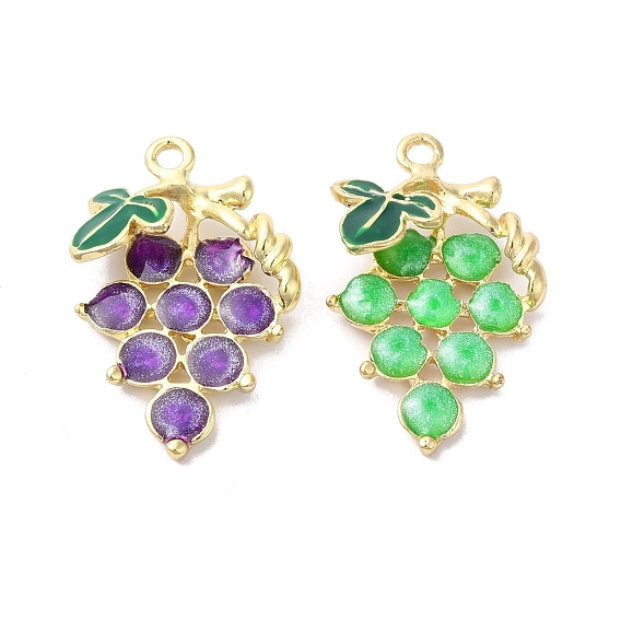 Подвески из эмали и сплава, золотые, очарование винограда