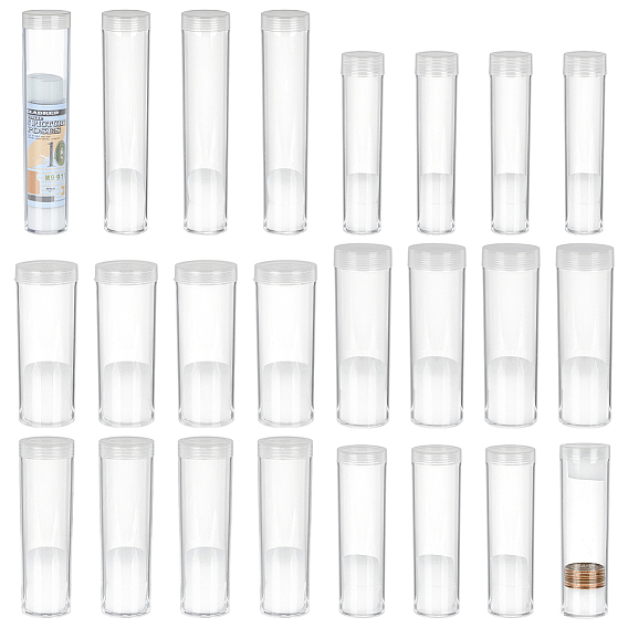 24 шт. 6 стили прозрачная пластиковая трубка для хранения монет, для предметов коллекционирования памятных монет