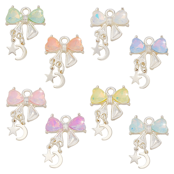 32 шт. 8 цветные сплавы стразы подвески-бантики, платина