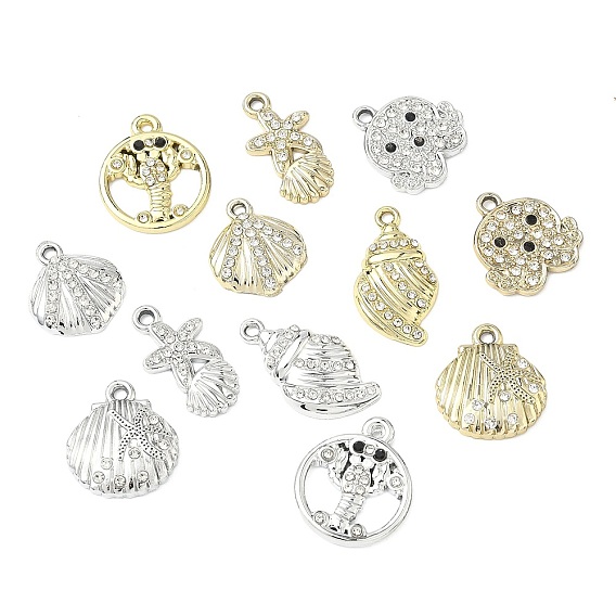 Подвески из сплава и страза, подвески на тему океана