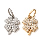 304 Stainless Steel Micro Pave Clear Cubic Zirconia Charms, Clover Charms