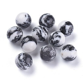Natural Zebra Jasper Beads, Gemstone Sphere, No Hole/Undrilled, Round