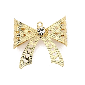 Латунные подвески, бантом прелести, со стразами, долговечный, без никеля 
