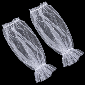 1Пара женских кружевных рукавов из полиамида, с имитацией жемчуга