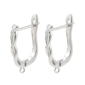SHEGRACE Brass Hoop Earring Findings, with Loop, Cadmium Free & Lead Free & Nickel Free
