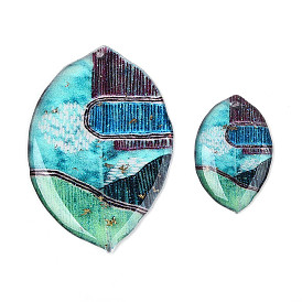 2 шт. подвески из прозрачной эпоксидной смолы в виде листьев, с золотой фольгой и блестками