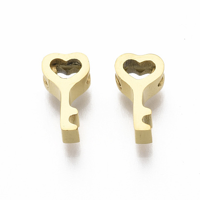 304 Stainless Steel Charms, Heart Key