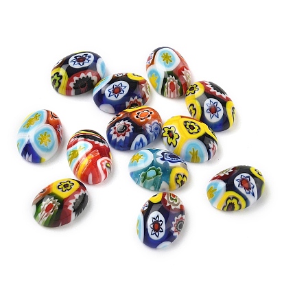 Кабошонов ручной работы бусины, овальная с цветочным узором