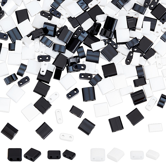 180 шт. 4 стили 2 стеклянный бисер с отверстием, прямоугольные