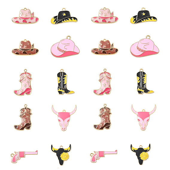 10 шт. 10 стили подвески из сплава и эмали в стиле ковбоя на западе, золотые