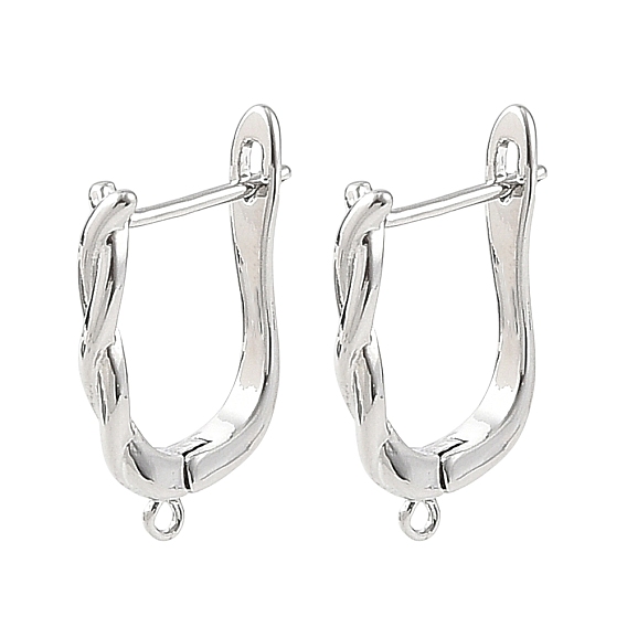 SHEGRACE Brass Hoop Earring Findings, with Loop, Cadmium Free & Lead Free & Nickel Free