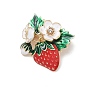 Strawberry & Flower Enamel Pins, Alloy Rhinestonoe Lapel Pins for Clothes, Golden