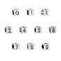 Alloy European Beads, Large Hole Beads, Cube with Number