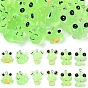 24Pcs 6 Styles Luminous Frog Resin Pendants, Glow in the Dark Charms with Stainless Steel Color Plated 304 Stainless Steel Loops, Lime Green