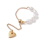 Infinity Heart Love Dangle Slider Fingerring für Mädchen Frauen, natürlicher Perlenring
