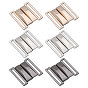 6 пары 3 цвета сплава застежки-замки, прямоугольные