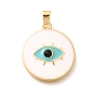 Латунь эмаль подвески, реальный 18 k позолоченный, стойки покрытие, без свинца и без кадмия, долговечный, плоский круглый с шармом в виде глаз