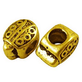 Alloy European Beads, Cadmium Free & Nickel Free & Lead Free, Tortoise, Antique Golden, Size: about 12mm long, 8.5mm wide, 8mm thick, hole: 5mm