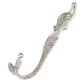 Tibetan Style Alloy Bookmarks, Cadmium Free & Lead Frees, Mermaid, about 122mm long, 33mm wide, 2mm thick, hole: 3mm