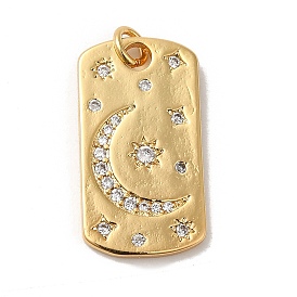 Rack Plating Brass Micro Pave Cubic Zirconia Pendants, with Jump Ring, Long-Lasting Plated, Lead Free & Cadmium Free, Rectangle