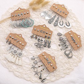 Ocean-themed 6-piece Set of Snake, Cat, Eagle Earrings and Ear Studs