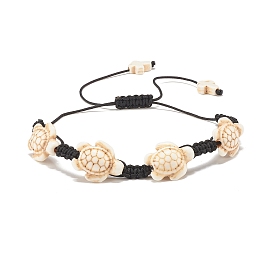 Браслет из синтетической бирюзы (окрашенной) черепаховой оплетки из бусин, регулируемый браслет из драгоценных камней для женщин