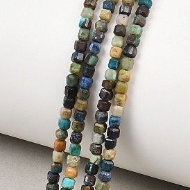 Натуральные нитки из бисера азурита, граненый стол, вырезанный куб