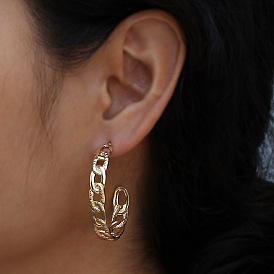 European and American Fashion Metal C-shaped Ear Cuff Earrings - Hollowed-out Chain.