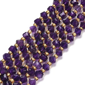 Chapelets de perles naturelles améthyste, avec des perles de rocaille, facette, perles de cube en diagonale, Grade a