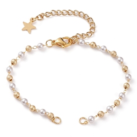 Fabrication de bracelet en chaîne de perles acryliques, perles de laiton texturées, 304 inox homard fermoirs pince, chaîne d'extension et anneaux de saut