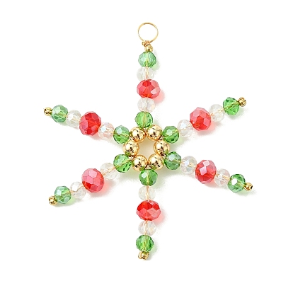 Стеклянные подвески, прелести снежинки, с медными выводами и медной проволокой