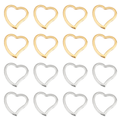 40шт. 2 цвета 304 соединительные кольца из нержавеющей стали, сердце