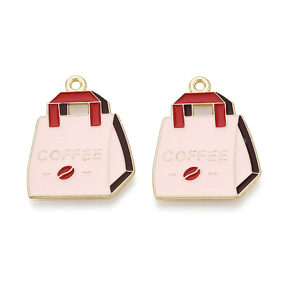 Подвески из эмали и сплава, брелоки для кофейных пакетиков, золотые