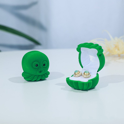 Octopus Velvet Ring Boxes, Finger Ring Gift Case, for Valentine's Day, Engagement