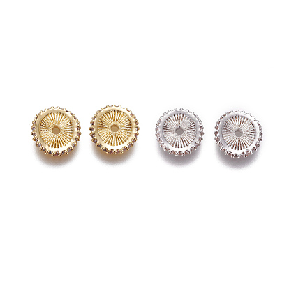 Brass Micro Pave Cubic Zirconia Spacer Beads, Flat Round